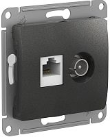 Розетка RJ45+TV Оконечная без рамки Systeme Electric Glossa 2-м. антрацит картинка